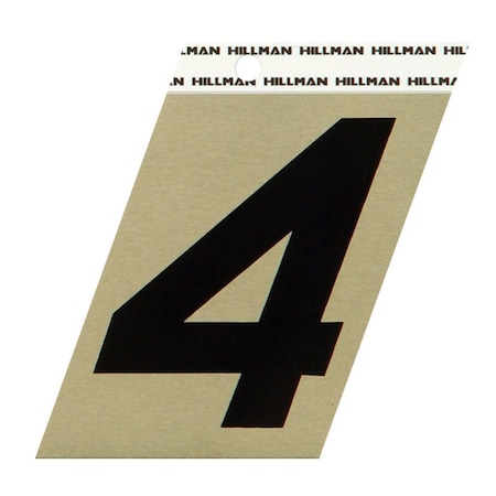 Hillman HILLMAN 3 in. Reflective Black Aluminum Self-Adhesive Number 4 1 pc 840560